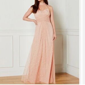 NWT Adrianna Papell GLITTER DOT SHEER HALTER NECKLINE EVENING GOWN SIZE 10